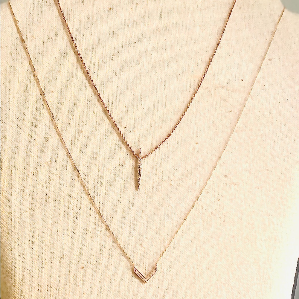2 Stella & Dot COVET 14K/Diamond Necklaces